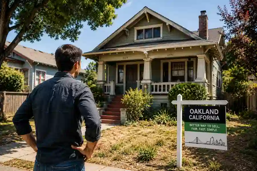 Best way to sell your house in Oakland, California, with a homeowner considering his options outside his home.