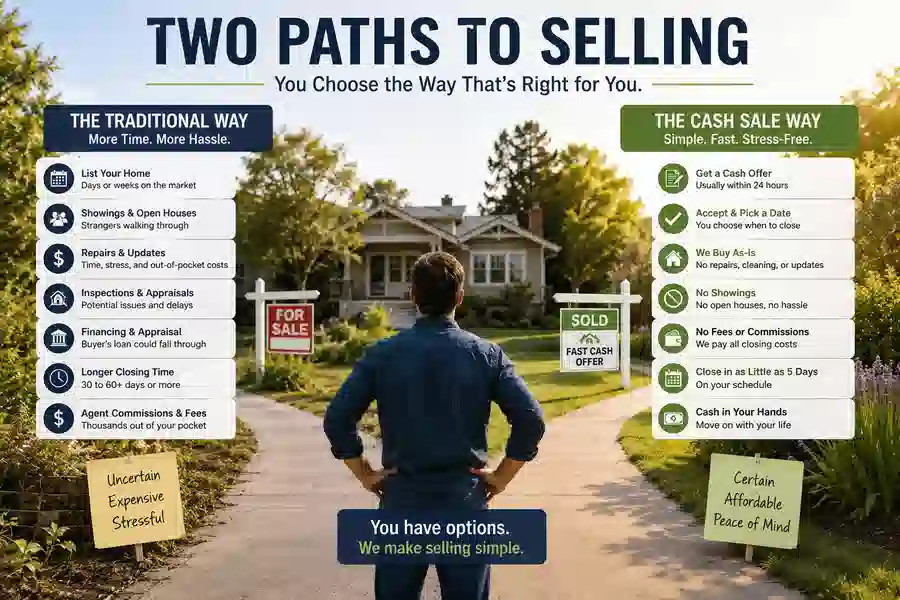 Best way to sell your house in Richmond, California, comparing a traditional home sale with a direct cash sale.