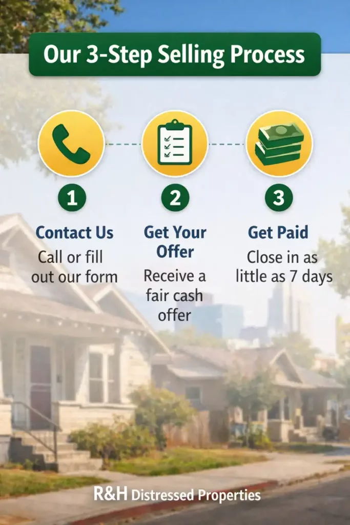 3 step process to sell my house fast in downtown Sacramento with a local cash home buyer and get paid quickly