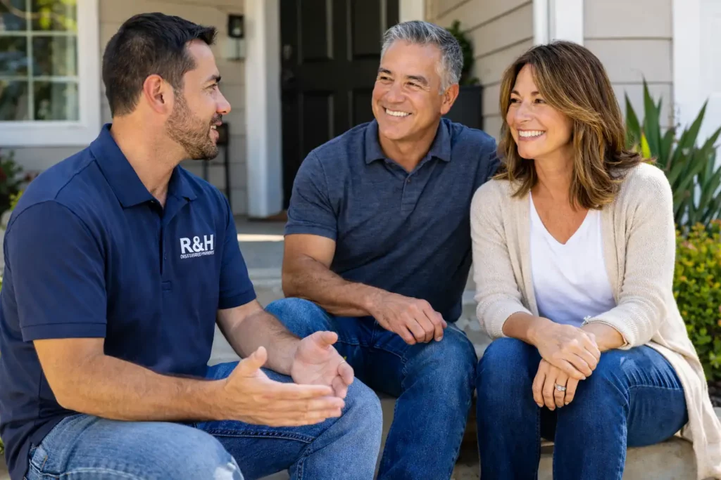 Paul & Misty having a friendly conversation with R&H Distressed Properties about selling their house fast in Sacramento.