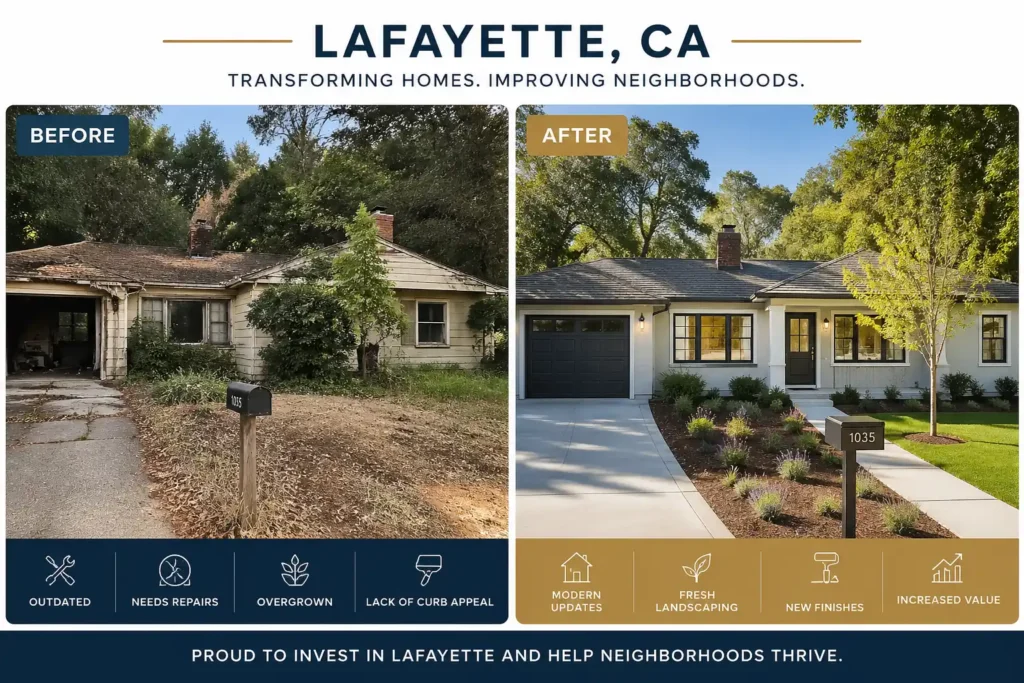 we buy houses lafayette ca before and after as is home vs updated home comparison