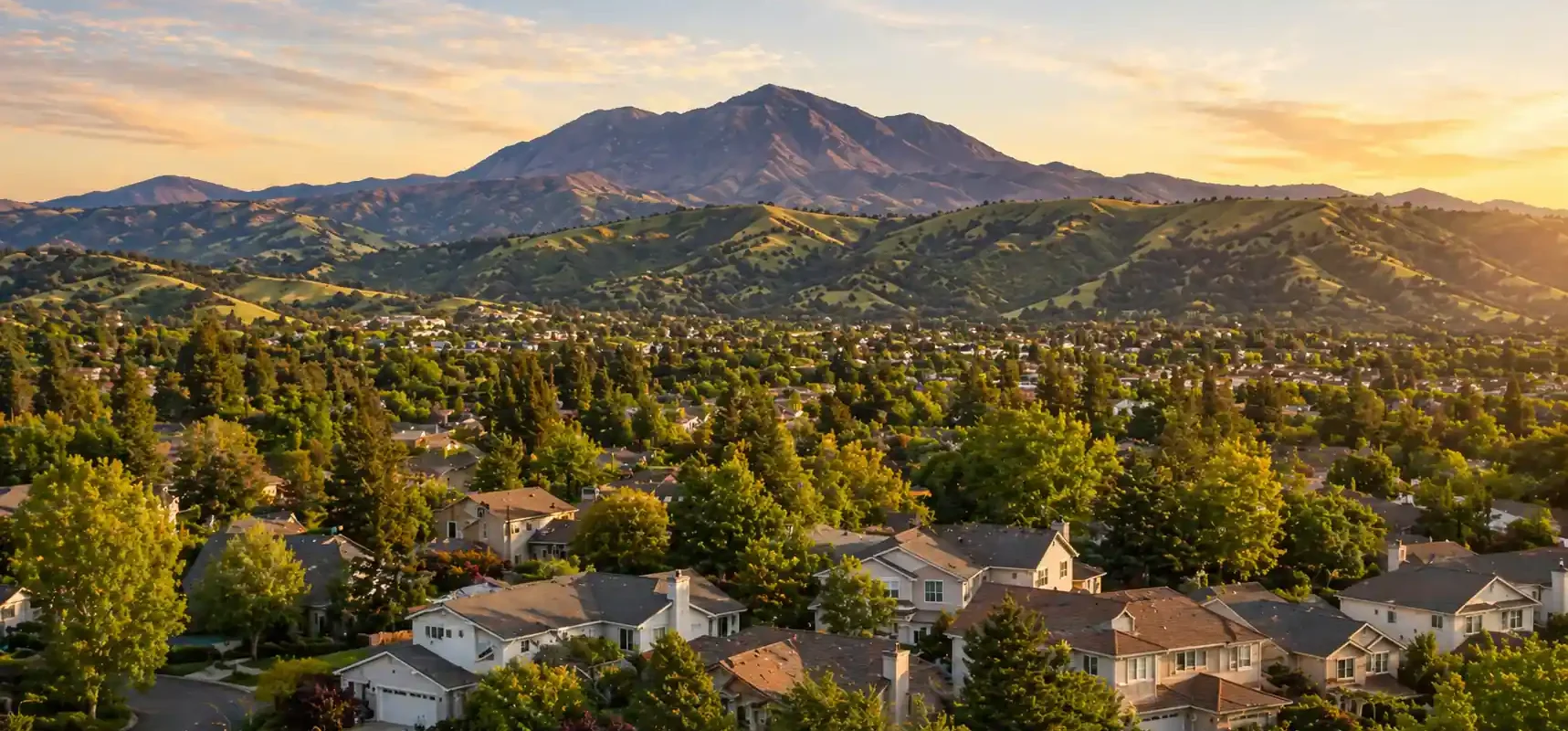 sell my house fast Walnut Creek CA neighborhood with Mount Diablo view during sunset showcasing suburban homes and rolling hills