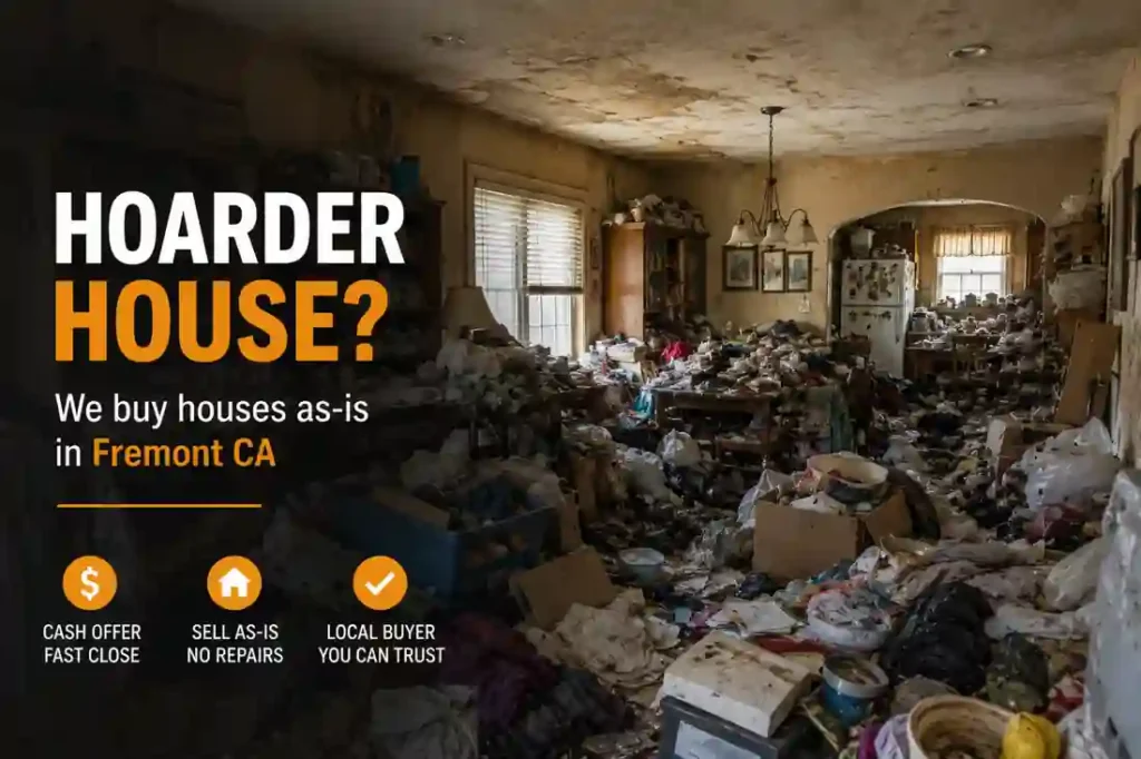 Hoarder house in Fremont CA filled with clutter debris and excessive household items