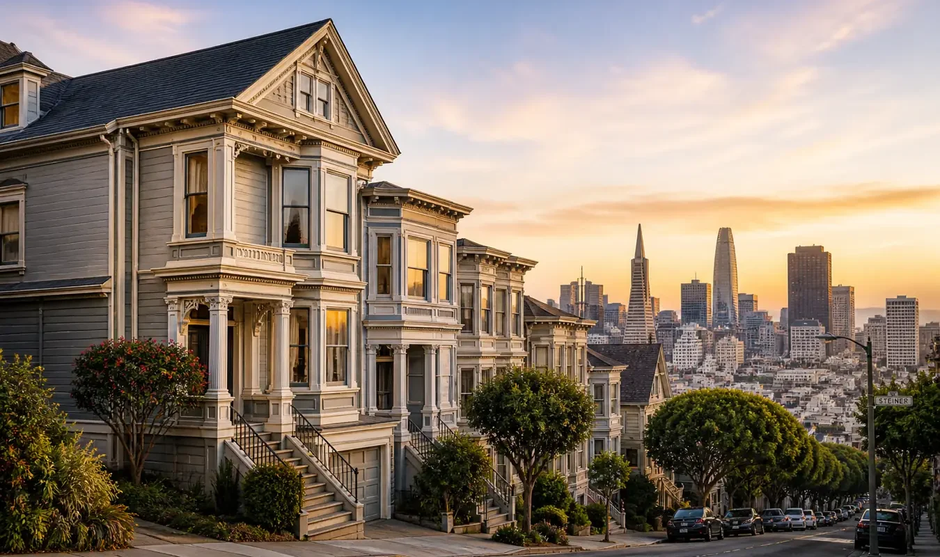 Sell house in probate San Francisco CA older Victorian home in quiet neighborhood at sunset