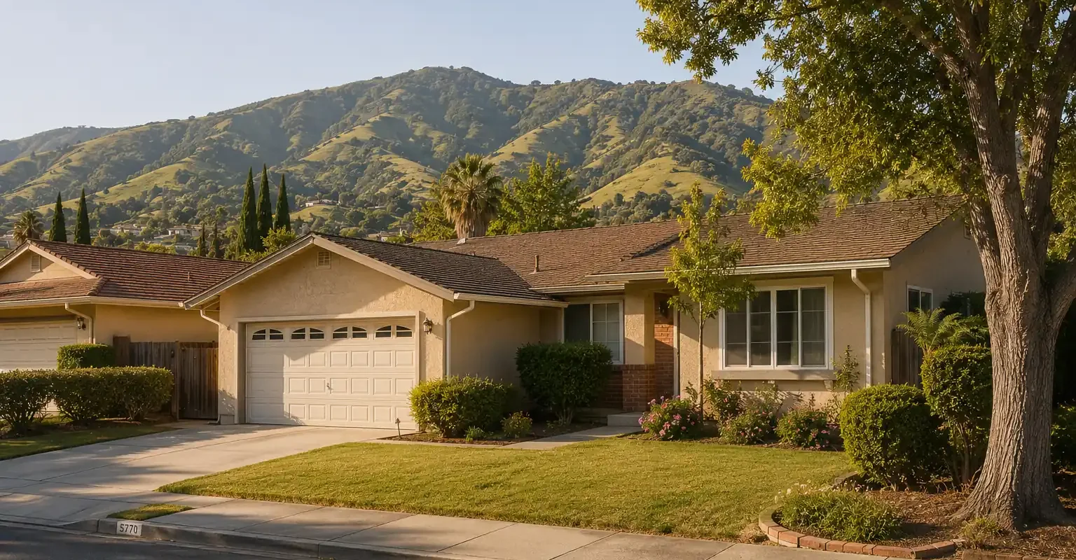 Blossom Valley San Jose California ranch style home with foothill views in a quiet residential neighborhood for cash home buyers