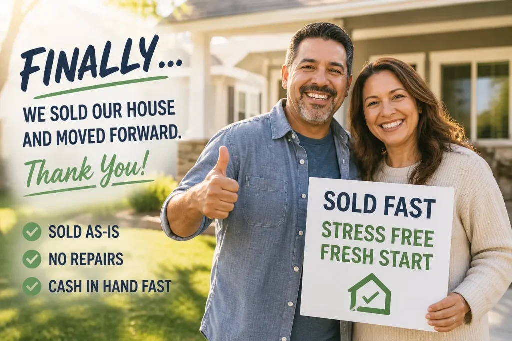 happy homeowner after selling house fast for cash sold as is no repairs needed