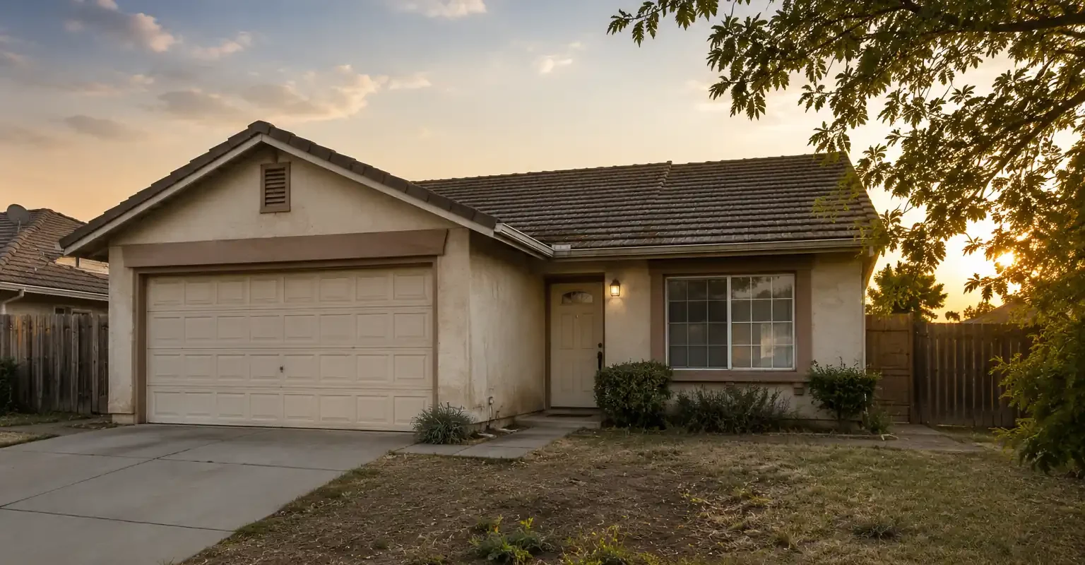 Lincoln California house in original condition with calm sunset lighting for sell my house fast cash home buyers