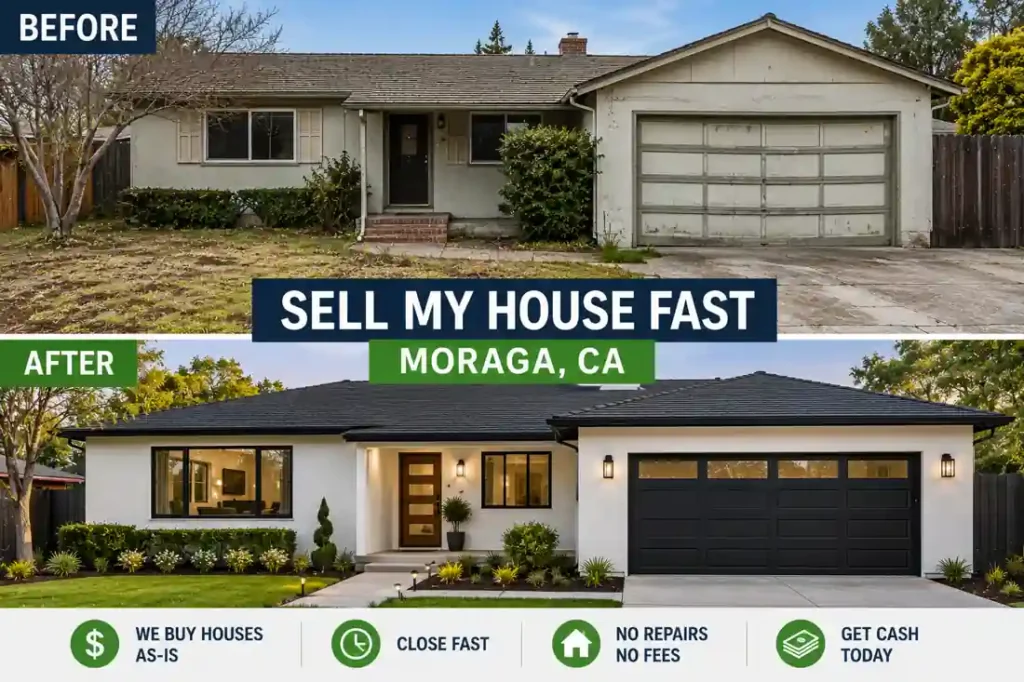 Before and after house renovation in Moraga CA after selling house fast for cash to a local cash home buyer