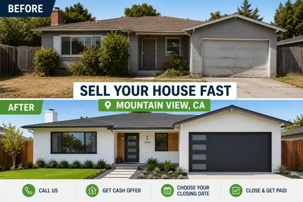 Before and after house renovation in Mountain View CA after selling house fast for cash to a local cash home buyer