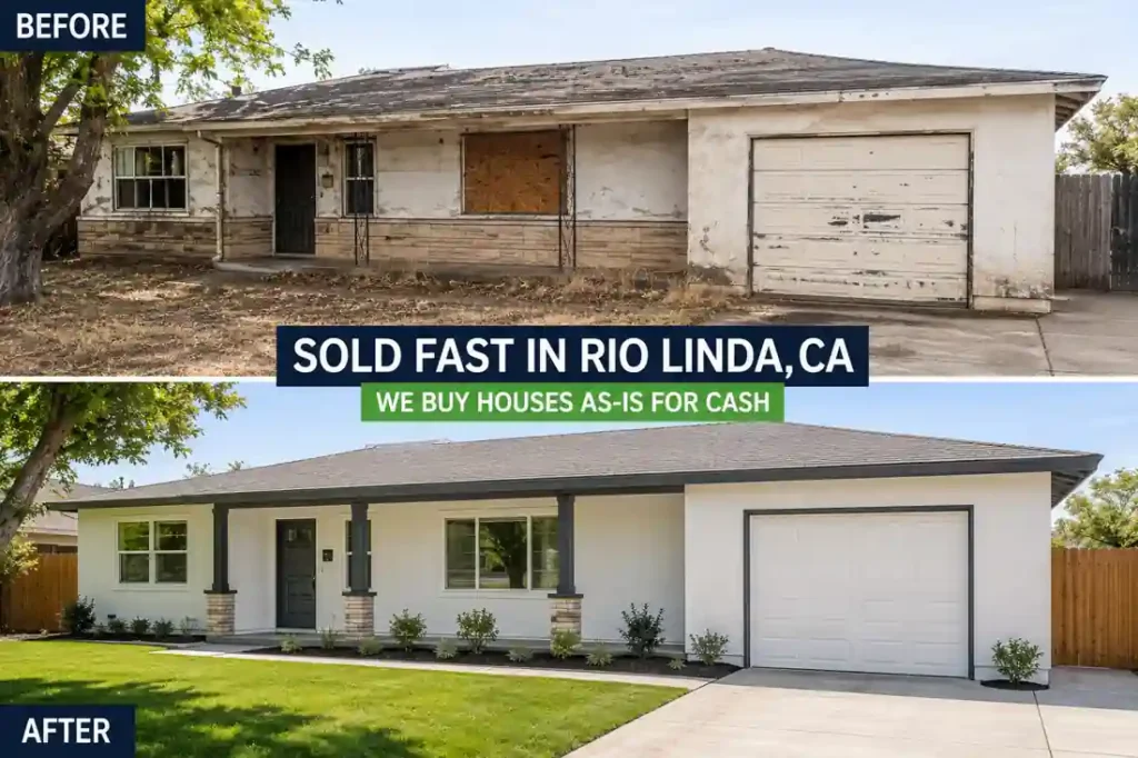 Before and after distressed house renovation in Rio Linda CA after selling house fast for cash to a local cash home buyer