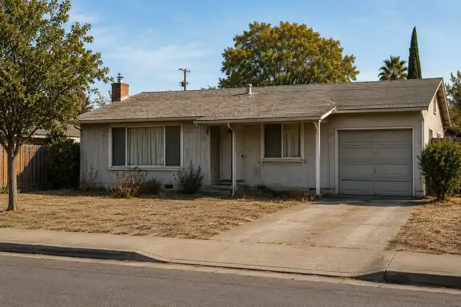 Sell my house fast in San Leandro CA with a vacant older ranch style home in original condition on a quiet residential street.