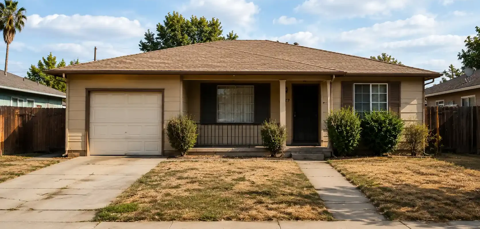 Original condition Stockton CA house with dry landscaping and suburban curb appeal for a sell my house fast Stockton California cash home buyers