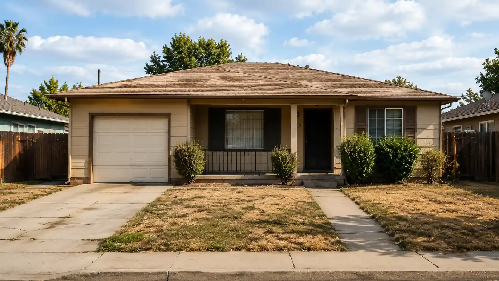 Original condition Stockton CA house with dry landscaping and suburban curb appeal for a sell my house fast Stockton California cash home buyers