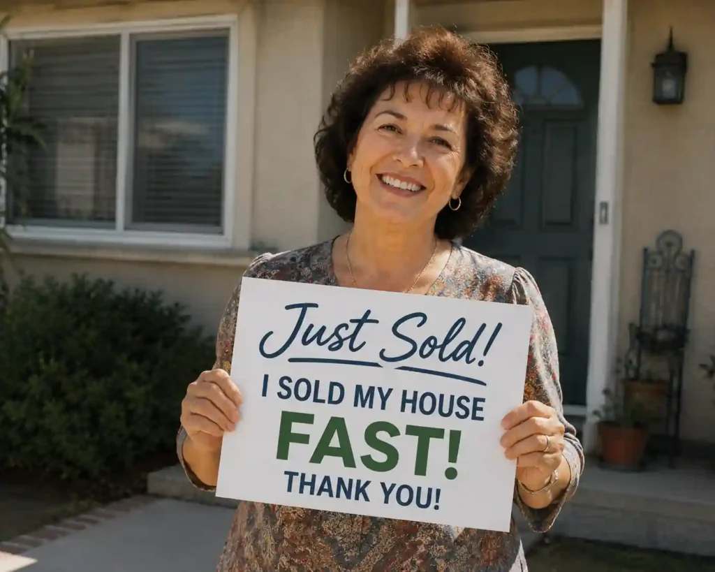 Happy homeowner in Visalia California after selling her house fast for cash to local cash home buyers without repairs or commissions