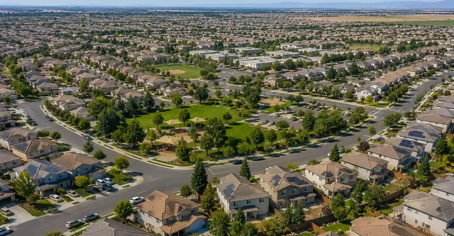 Weston Ranch Stockton California showing suburban homes, parks, and residential streets representing homeowners looking to sell houses fast in Weston Ranch Stockton CA