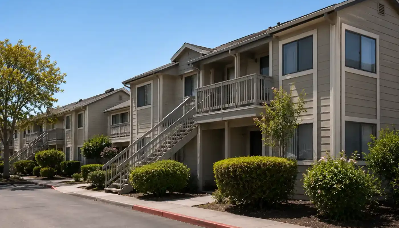 Vallejo CA condo complex exterior for homeowners looking to sell a condo fast as-is for cash without repairs or realtor fees