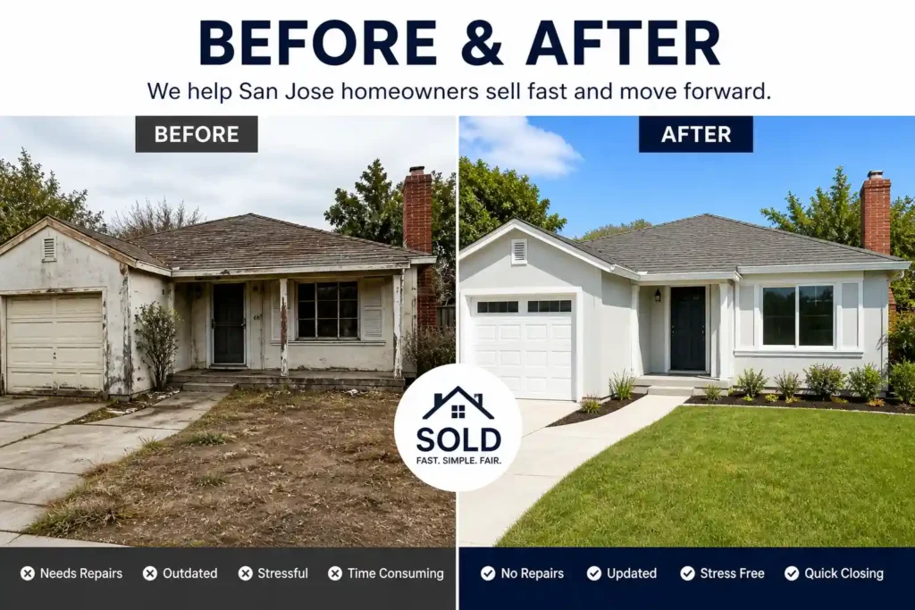 Before and after house sale San Jose CA showing we buy houses before foreclosure process