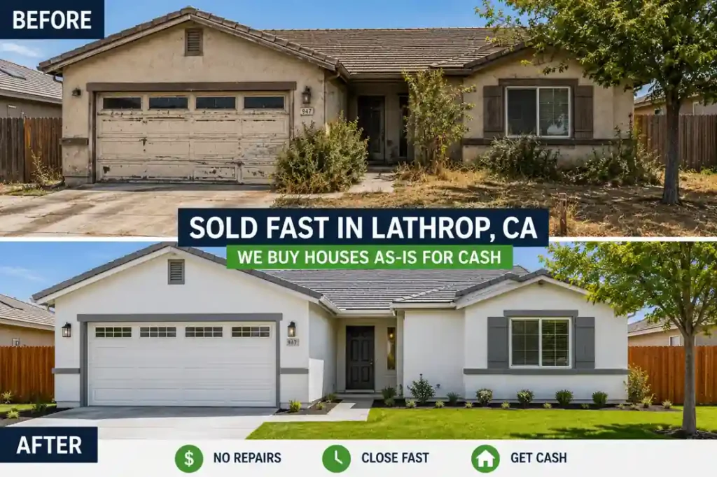 Before and after house renovation in Lathrop CA after selling to we buy houses cash home buyers for a fast as-is cash sale