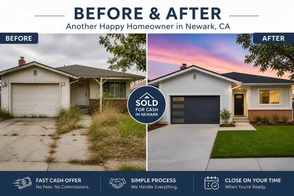 Before and after selling house fast for cash in Newark CA
