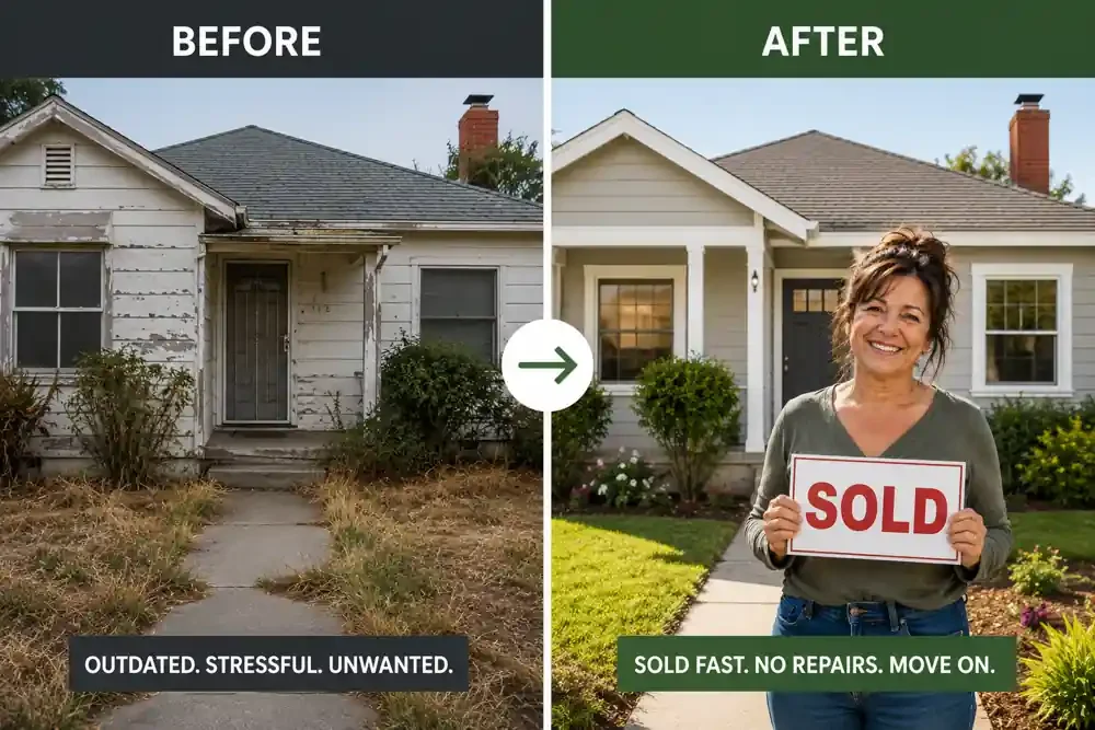 Before and after Riverbank California house transformation for we buy houses and sell my house fast cash home buyers