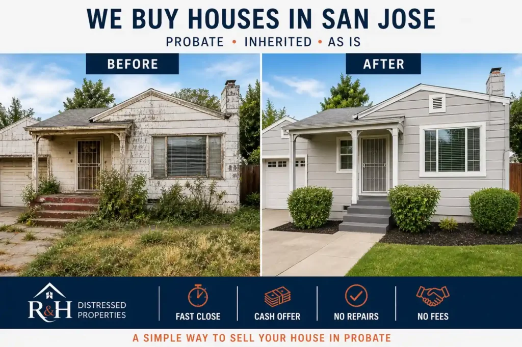 We buy houses San Jose CA before and after probate home transformation