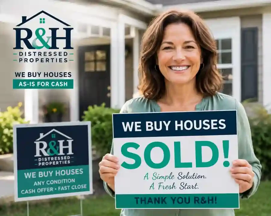 Cash home buyers in Windsor CA helping a happy homeowner sell their house fast for cash with R&H Distressed Properties.