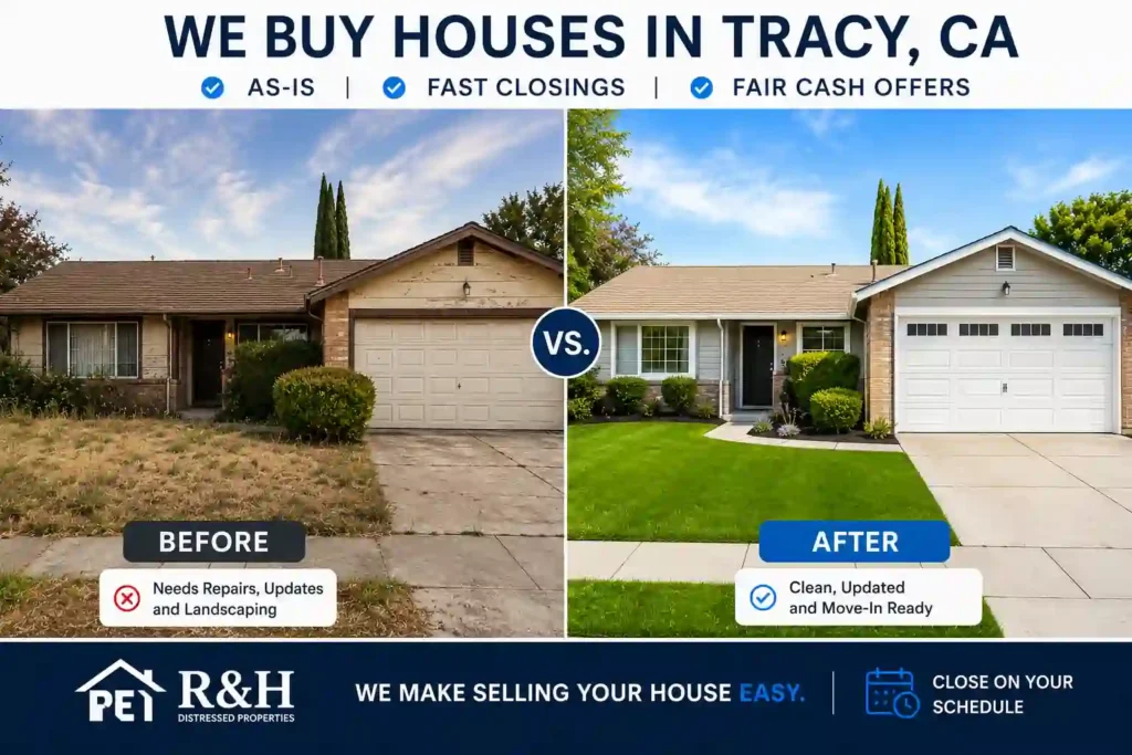 Sell my house fast Tracy CA renovated fixer upper home after a complete exterior transformation.