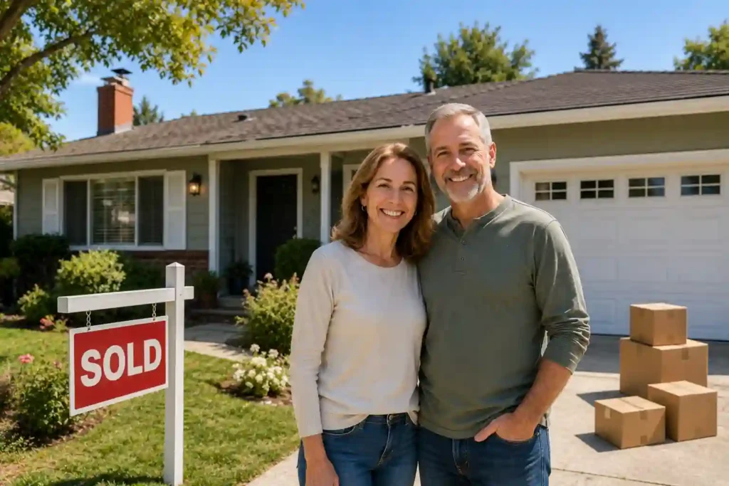 Happy Sacramento homeowners after selling their house to local cash home buyers.