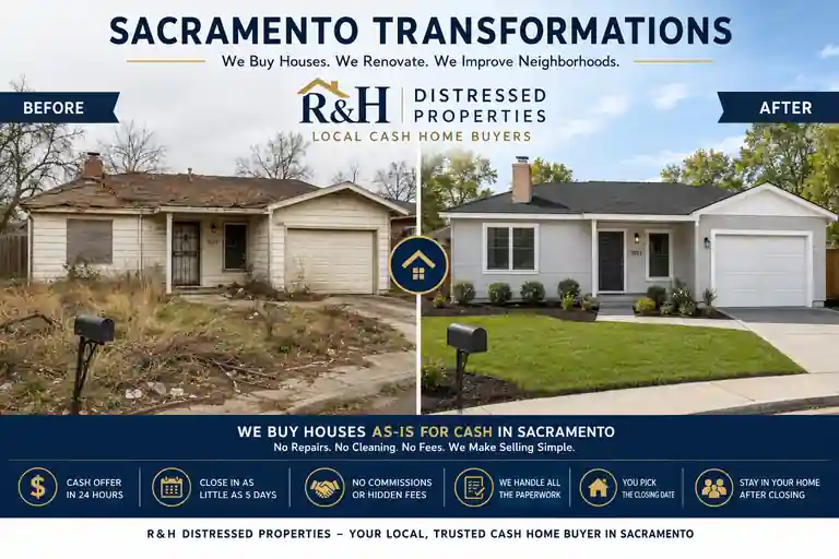 Sell my house fast in Sacramento before and after home renovation