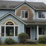 Residential home with visible water damage stains in Washington State