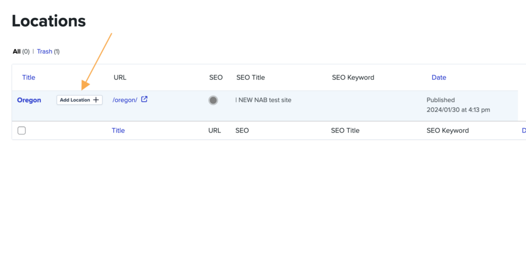 Screenshot showing how to add a city or county Auto-Location page.
