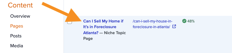 Screenshot showing an example of a page title in the Carrot dashboard