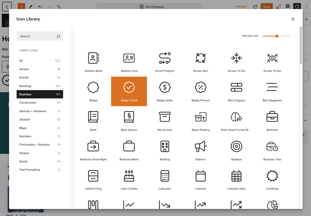Carrot's icon library