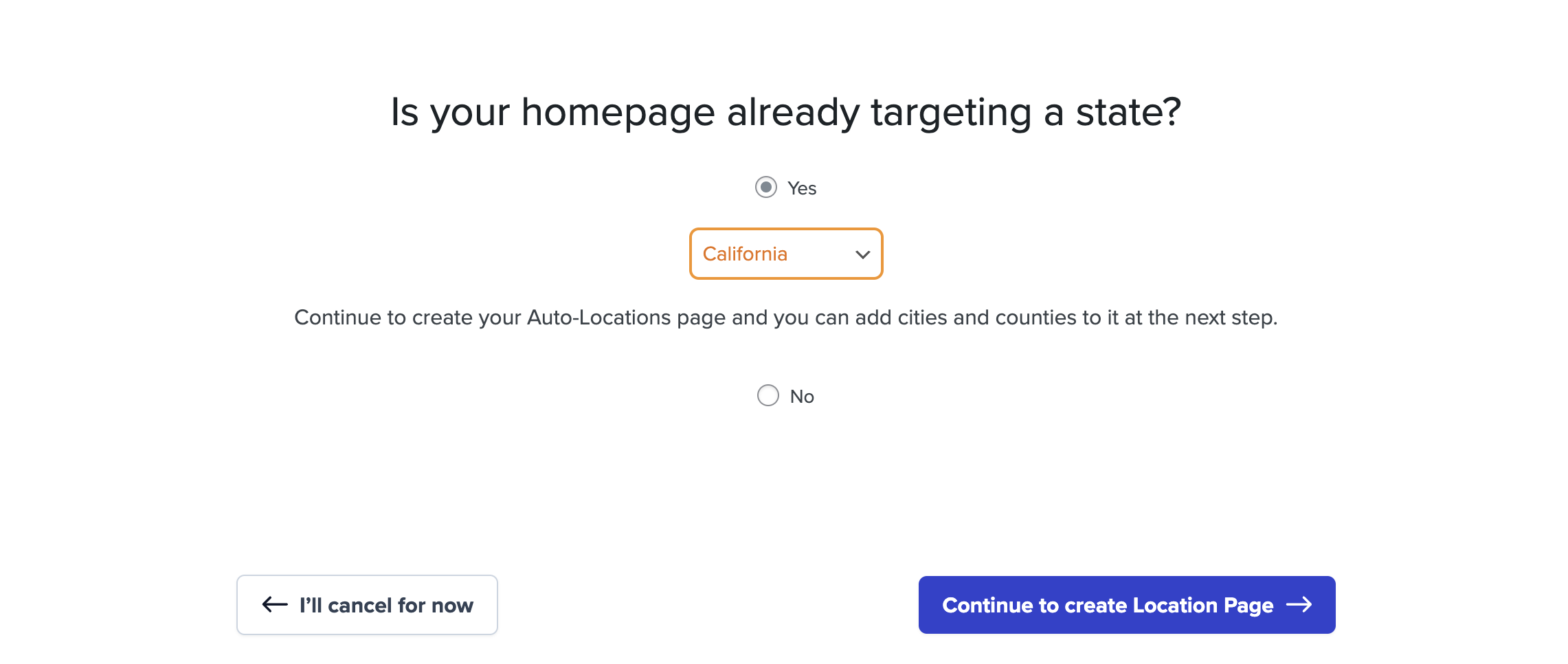 screenshot of state as homepage module