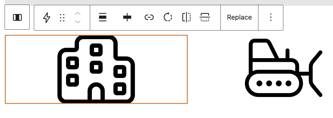 Screenshot of the block toolbar for an icon block on a Carrot site.