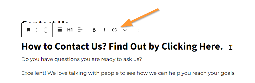 Screenshot pointing to the link icon.