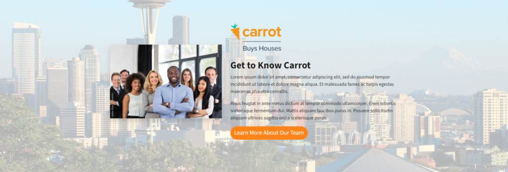 Localization Credibility Block with photo of Seattle city skyline as the background image.