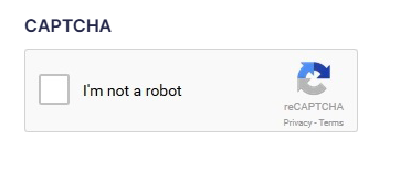 Screenshot showing a CAPTCHA box on a form.