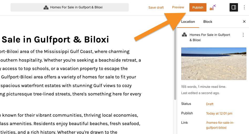 Publish your location-legacy page.