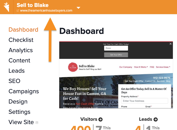 Screenshot of where to see your custom domain link in the Carrot site dashboard