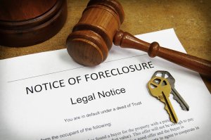 Foreclosure notice with gavel