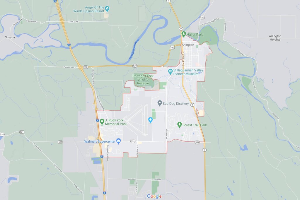 Map of Arlington Washington 98223