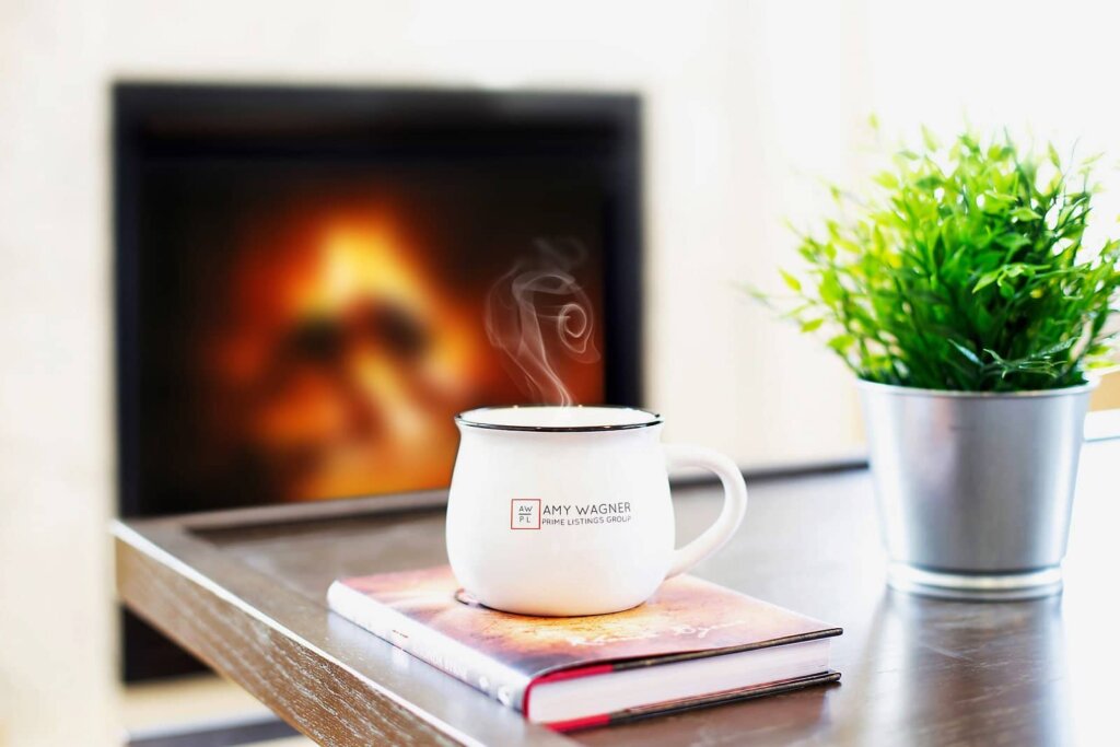 Professional Real Estate photos- steam rolling off a PLG coffee mug