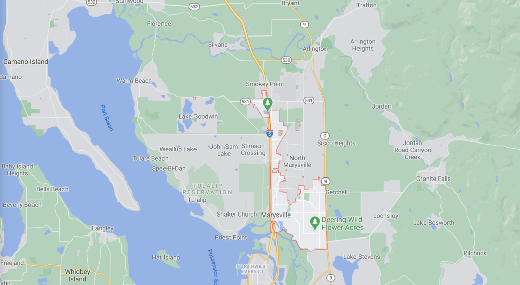 Marysville Washington zip code map for 98270