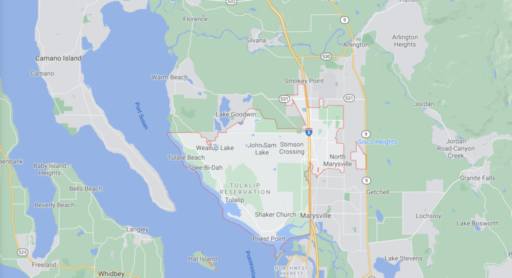 Marysville Washinton zip code map for 98271