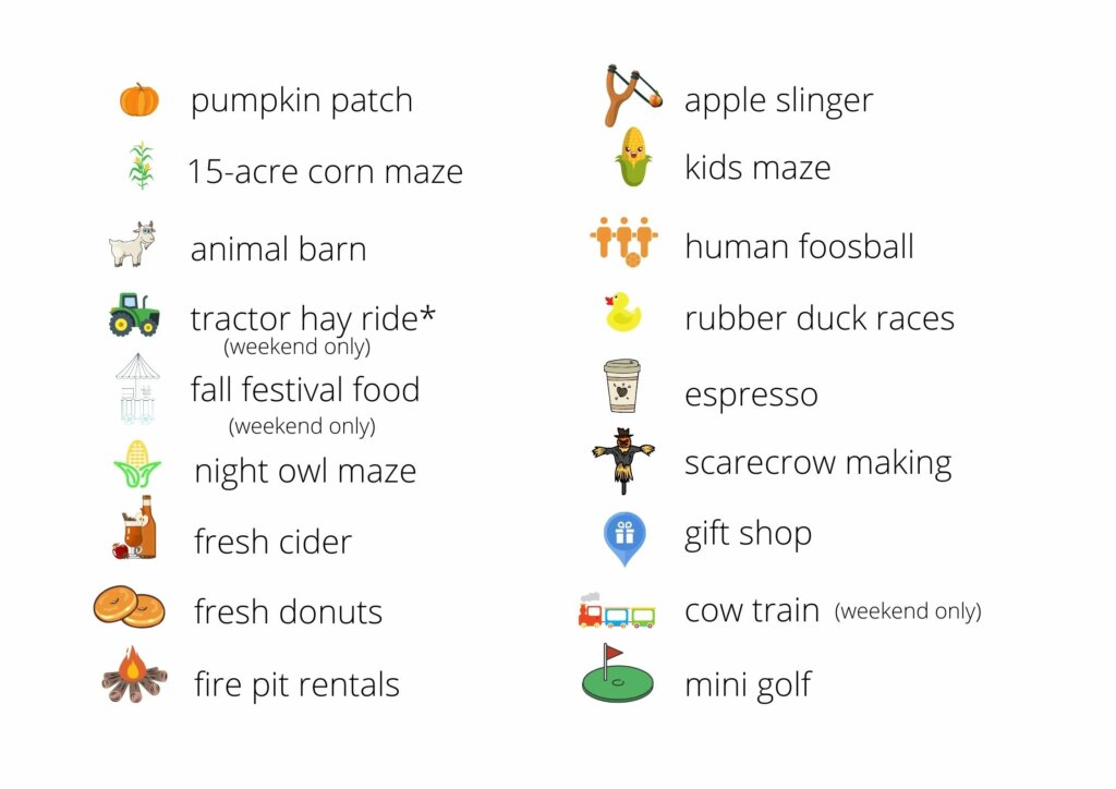 Swans Trail Farm list of fall activities