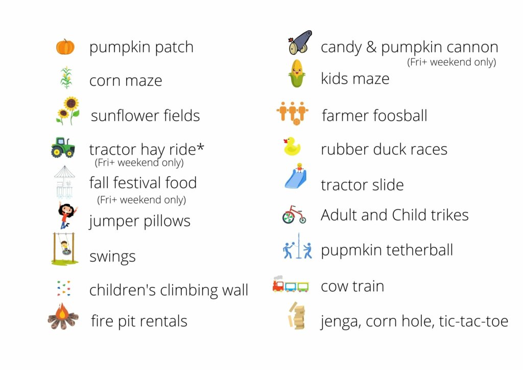 A list of Stocker Farms fall activites