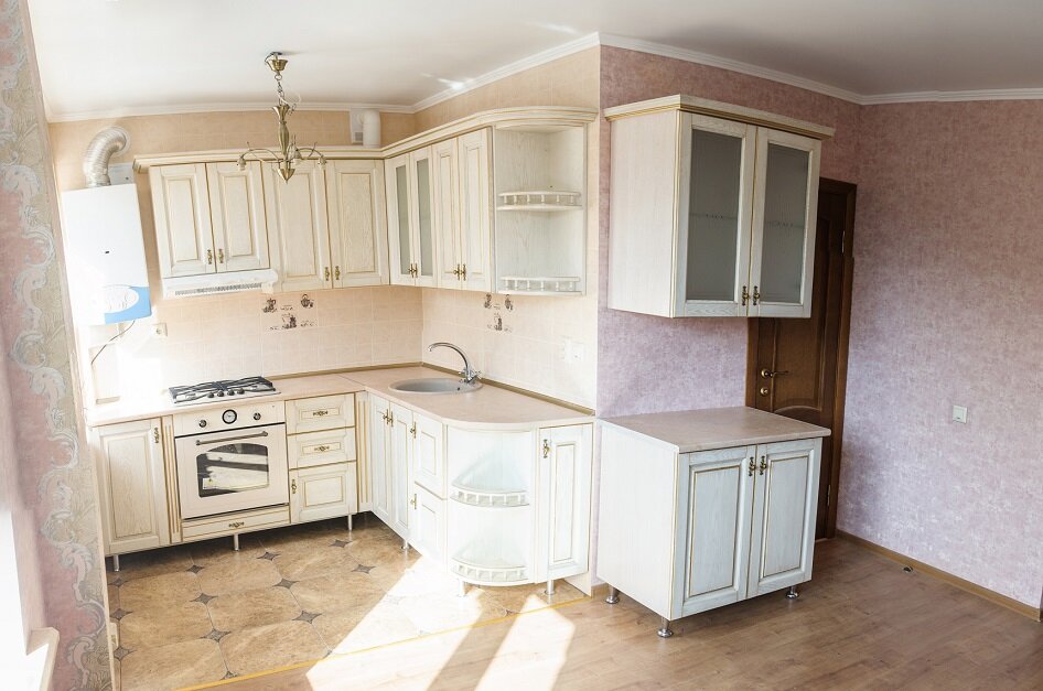 repairs at a modern kitchen, new furniture and pot