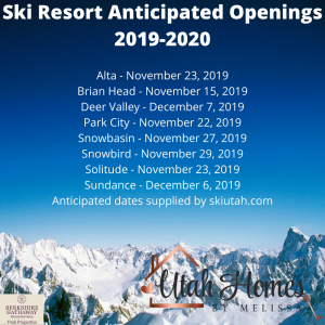 Utah Ski Resort Opening Dates 2019-2020