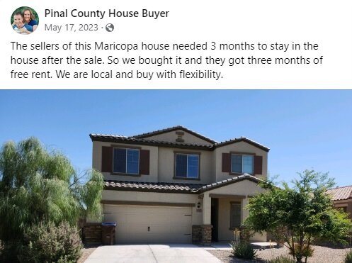 Pinal County House Buyer Facebook Post